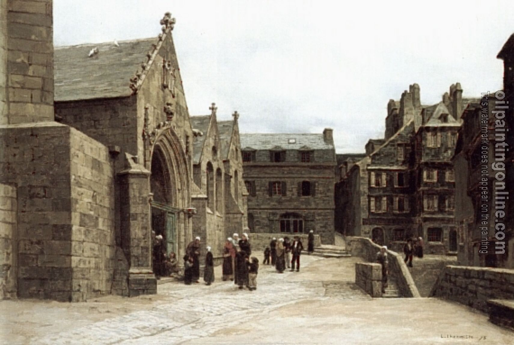 Lhermitte, Leon Augustin - Leaving the Saint-Melaine Church in Morlaix